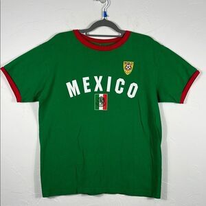 🔥⚽️ Vintage 90s Green Mexico National Soccer World Cup Ringer Tee Sz Lg - EUC